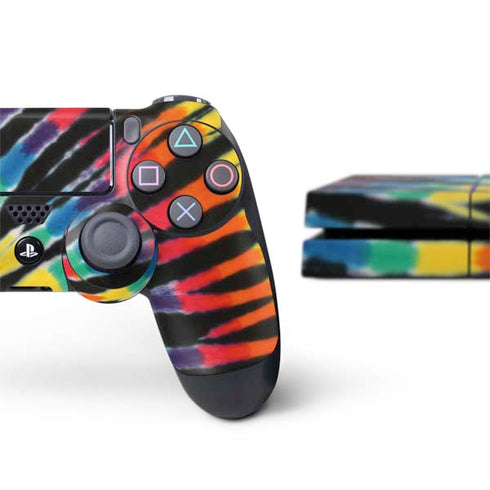 Liquid Blue Tie Dye - Rainbow PS4 Console and Controller Bundle Skin