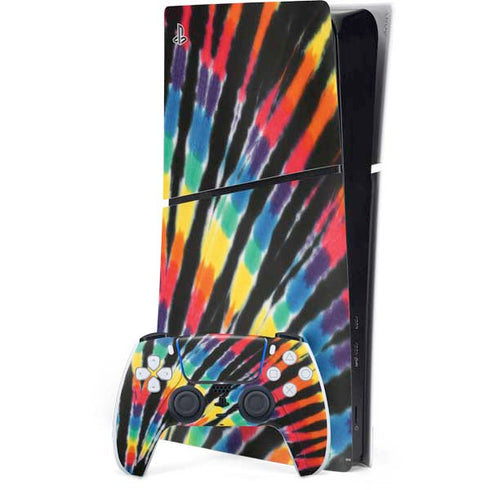 Liquid Blue Tie Dye - Rainbow PS5 Slim Digital Edition Bundle Skin