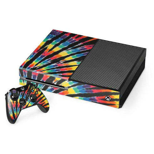 Liquid Blue Tie Dye - Rainbow Xbox One Console and Controller Bundle Skin