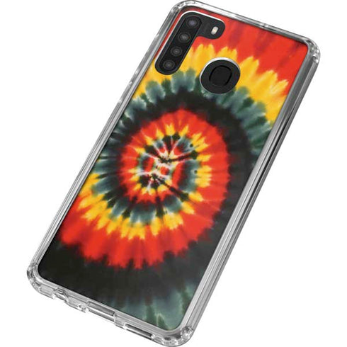 Liquid Blue Tie Dye - Rasta Spiral Galaxy A21 Clear Case