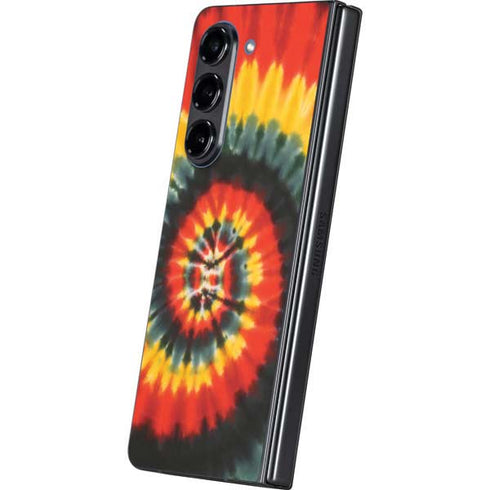 Liquid Blue Tie Dye - Rasta Spiral Galaxy Z Fold5 5G Skin