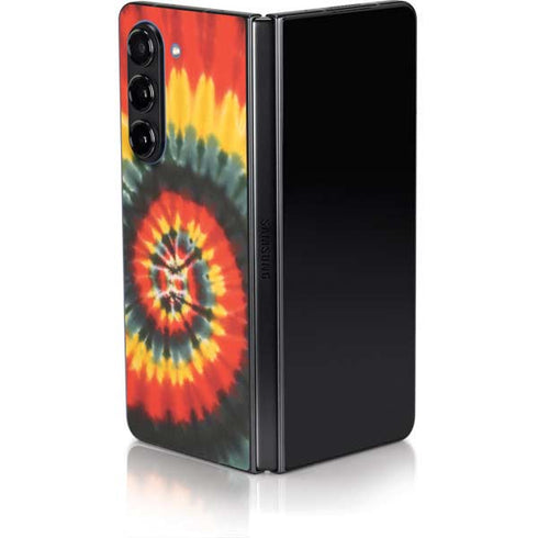Liquid Blue Tie Dye - Rasta Spiral Galaxy Z Fold5 5G Skin