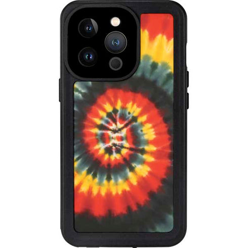 Liquid Blue Tie Dye - Rasta Spiral iPhone 14 Pro Waterproof Case