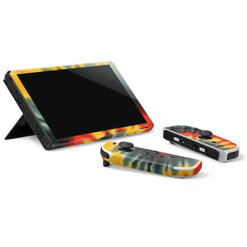 Liquid Blue Tie Dye - Rasta Spiral Nintendo Switch OLED (2021) Skin