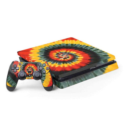 Liquid Blue Tie Dye - Rasta Spiral PS4 Slim Bundle Skin