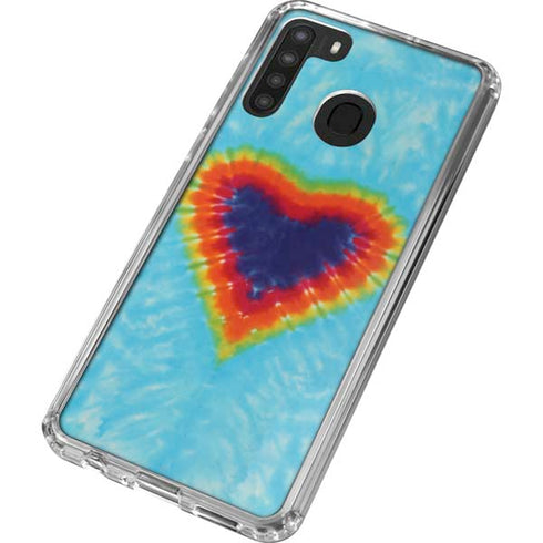 Liquid Blue Tie Dye Heart Galaxy A21 Clear Case