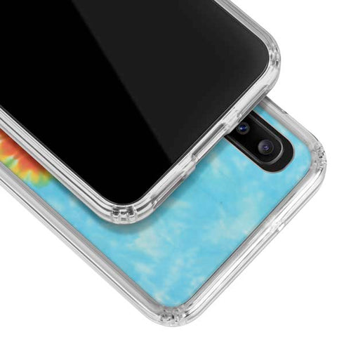 Liquid Blue Tie Dye Heart Galaxy A30 Clear Case