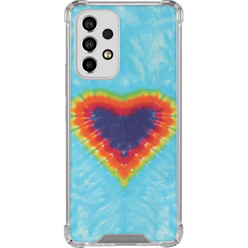 Liquid Blue Tie Dye Heart Galaxy A53 5G Clear Case