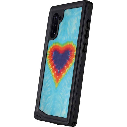 Liquid Blue Tie Dye Heart Galaxy Note 10 Waterproof Case