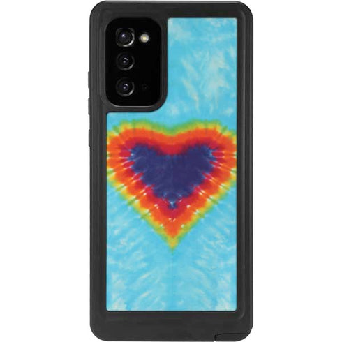 Liquid Blue Tie Dye Heart Galaxy Note20 5G Waterproof Case