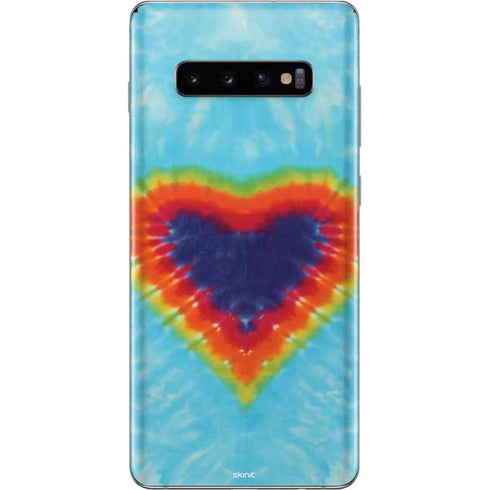 Liquid Blue Tie Dye Heart Galaxy S10 Plus Skin
