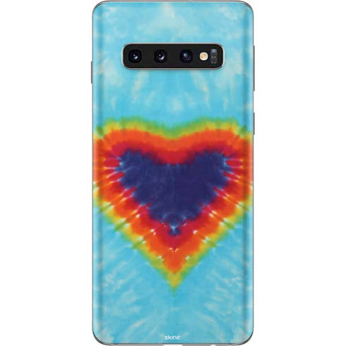 Liquid Blue Tie Dye Heart Galaxy S10 Skin
