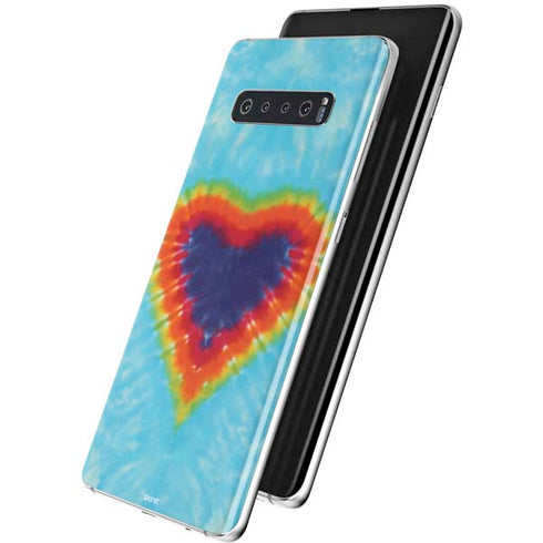 Liquid Blue Tie Dye Heart Galaxy S10 Skin