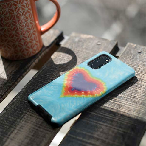 Liquid Blue Tie Dye Heart Galaxy S20 Pro Case