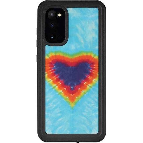 Liquid Blue Tie Dye Heart Galaxy S20 Waterproof Case