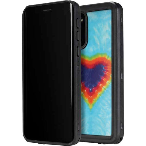 Liquid Blue Tie Dye Heart Galaxy S20 Waterproof Case