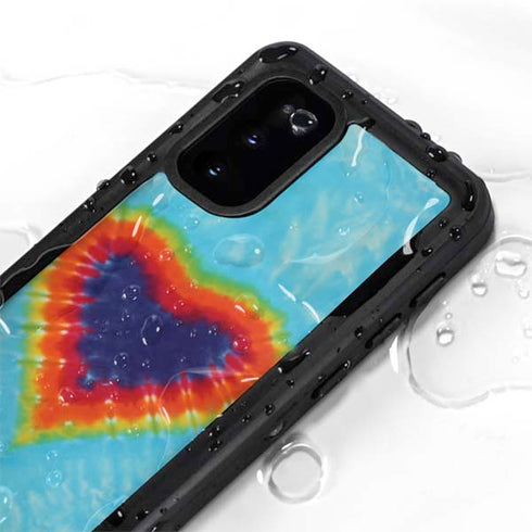 Liquid Blue Tie Dye Heart Galaxy S20 Waterproof Case