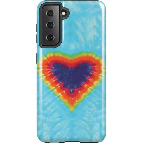 Liquid Blue Tie Dye Heart Galaxy S21 5G Pro Case