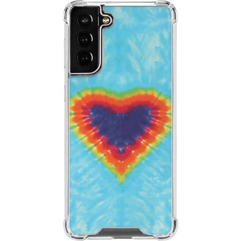 Liquid Blue Tie Dye Heart Galaxy S21 FE Clear Case