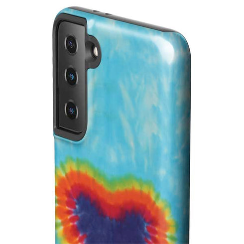 Liquid Blue Tie Dye Heart Galaxy S21 FE Pro Case