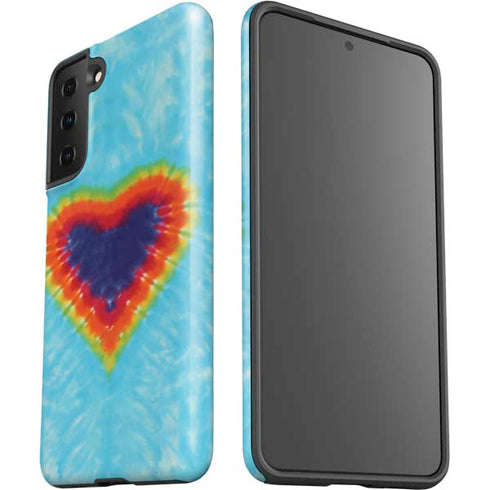 Liquid Blue Tie Dye Heart Galaxy S21 FE Pro Case