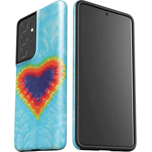 Liquid Blue Tie Dye Heart Galaxy S21 Ultra 5G Pro Case
