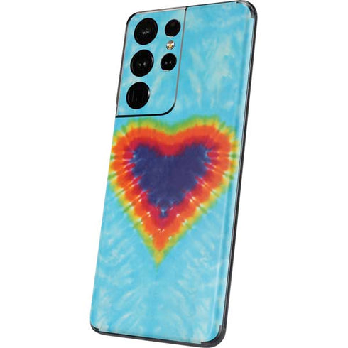 Liquid Blue Tie Dye Heart Galaxy S21 Ultra 5G Skin