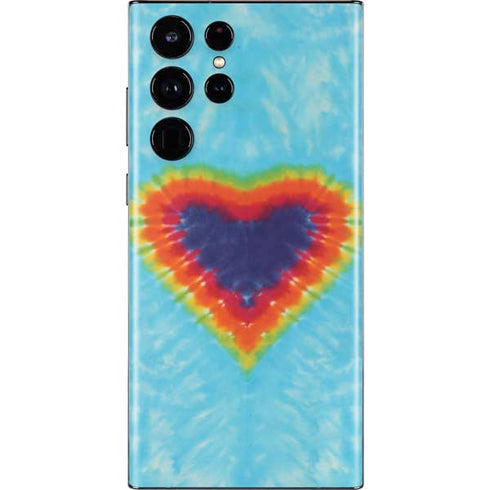Liquid Blue Tie Dye Heart Galaxy S22 Ultra Skin