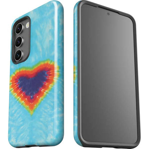 Liquid Blue Tie Dye Heart Galaxy S23 Plus Pro Case