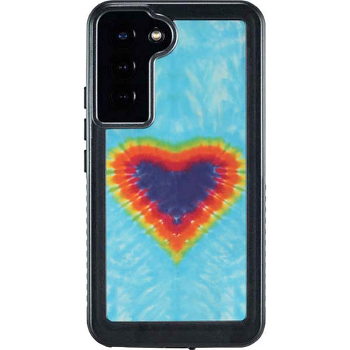 Liquid Blue Tie Dye Heart Galaxy S23 Plus Waterproof Case