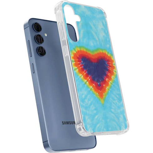 Liquid Blue Tie Dye Heart Galaxy S24 Clear Case
