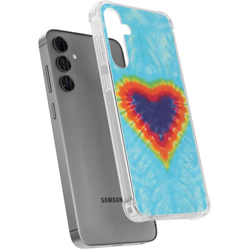 Liquid Blue Tie Dye Heart Galaxy S24 Plus Clear Case