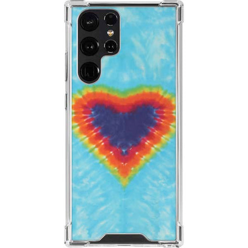Liquid Blue Tie Dye Heart Galaxy S24 Ultra Clear Case