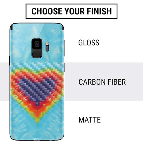Liquid Blue Tie Dye Heart Galaxy S9 Skin