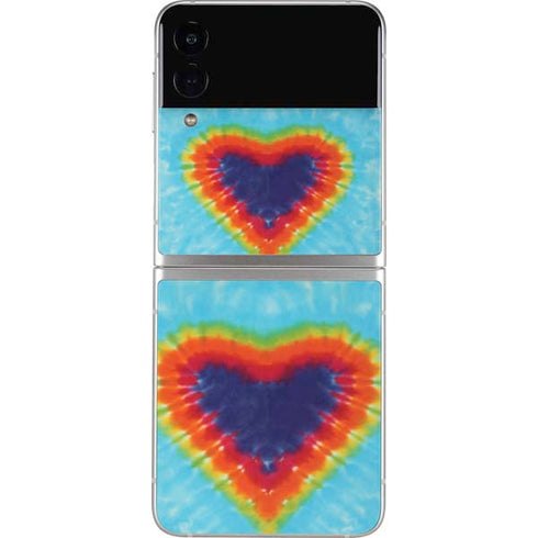 Liquid Blue Tie Dye Heart Galaxy Z Flip3 5G Skin