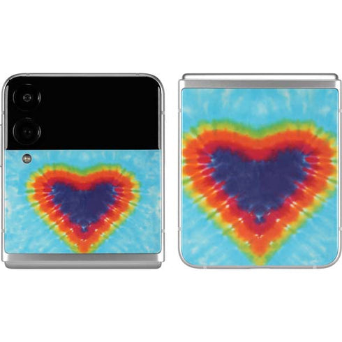 Liquid Blue Tie Dye Heart Galaxy Z Flip4 5G Skin