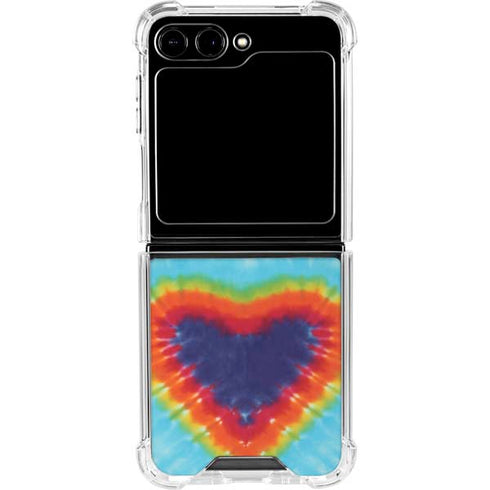 Liquid Blue Tie Dye Heart Galaxy Z Flip5 5G Clear Case