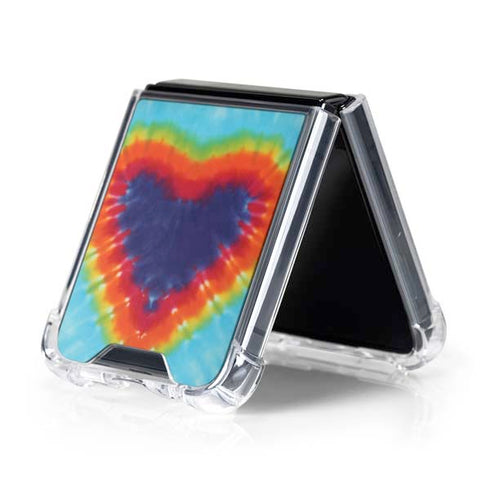 Liquid Blue Tie Dye Heart Galaxy Z Flip5 5G Clear Case