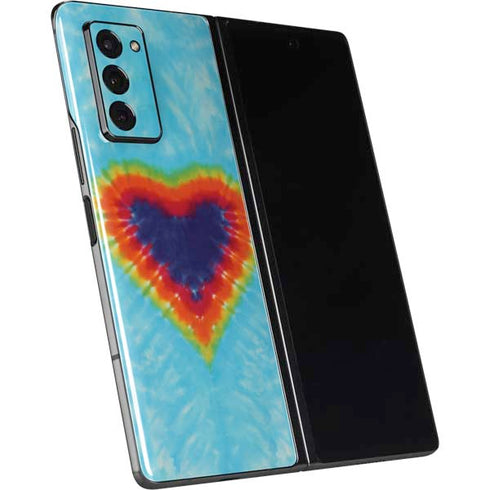 Liquid Blue Tie Dye Heart Galaxy Z Fold2 5G Skin
