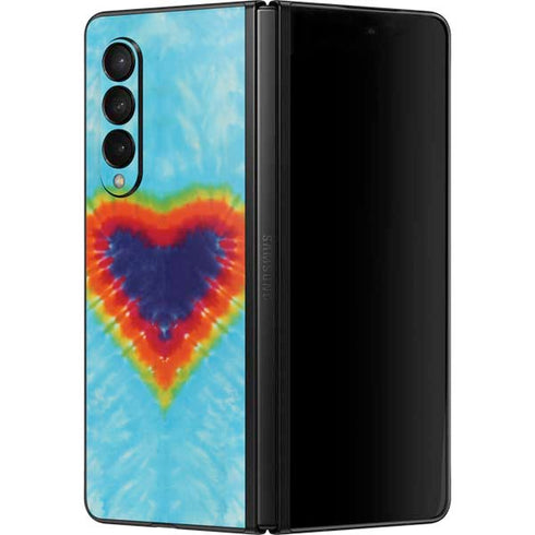 Liquid Blue Tie Dye Heart Galaxy Z Fold3 5G Skin