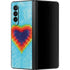 Liquid Blue Tie Dye Heart Galaxy Z Fold3 5G Skin
