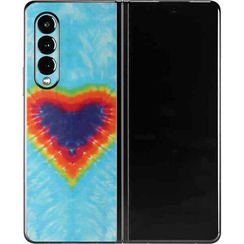 Liquid Blue Tie Dye Heart Galaxy Z Fold3 5G Skin
