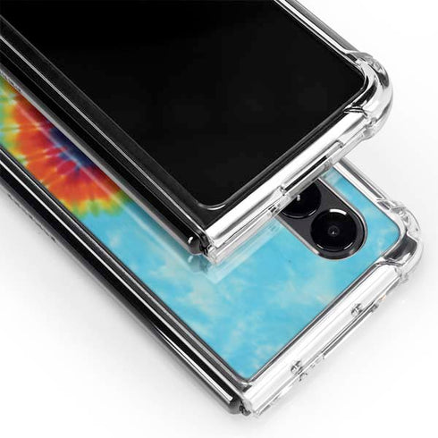 Liquid Blue Tie Dye Heart Galaxy Z Fold4 5G Clear Case