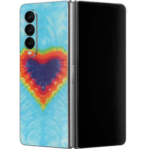 Liquid Blue Tie Dye Heart Galaxy Z Fold4 5G Skin