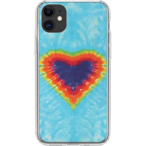 Liquid Blue Tie Dye Heart iPhone 11 Clear Case