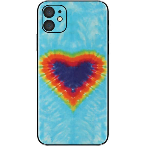 Liquid Blue Tie Dye Heart iPhone 11 Skin