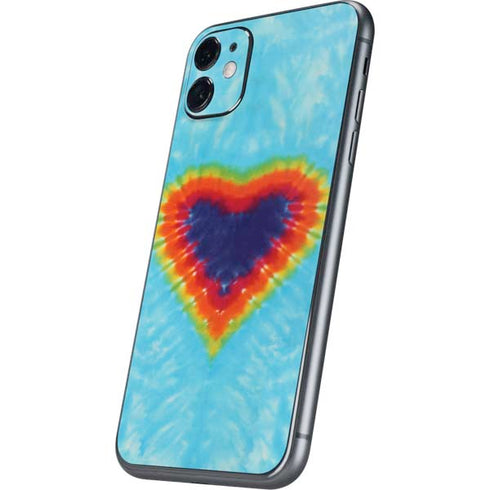 Liquid Blue Tie Dye Heart iPhone 11 Skin