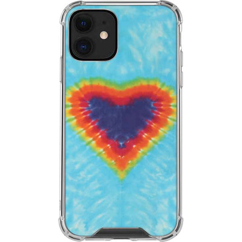 Liquid Blue Tie Dye Heart iPhone 12 Mini Clear Case