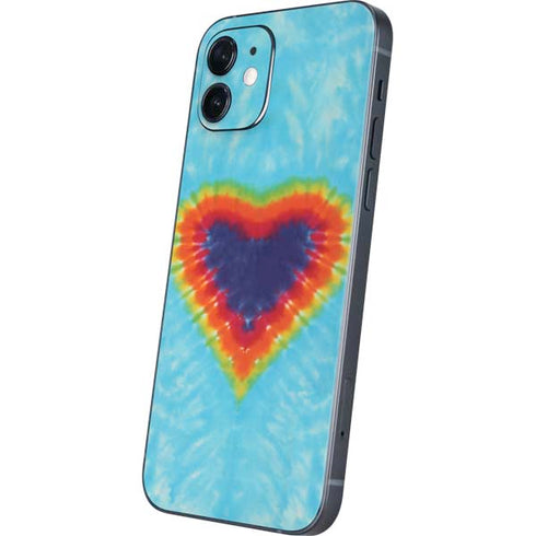 Liquid Blue Tie Dye Heart iPhone 12 Skin
