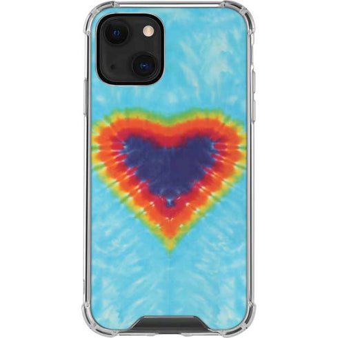 Liquid Blue Tie Dye Heart iPhone 13 Mini Clear Case